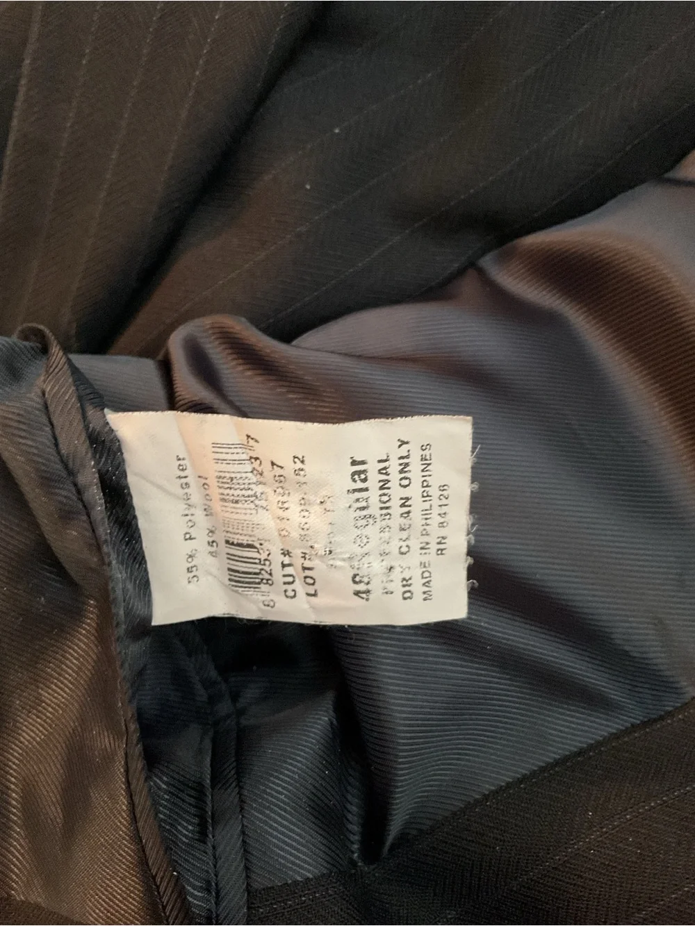Men's Black Pinstripe  Suit Blazer (48R) and Pants (40W x 30L)
